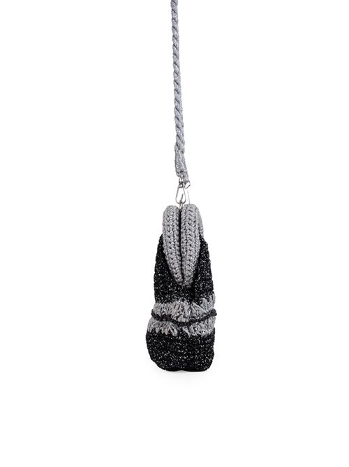 Clutch pouch in crochet lurex Nero/Silver Mc2 Saint Barth | CROCHET POUCH N06358H LUREX 00 SILVER
